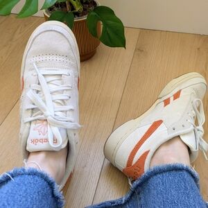 Reebok Club C Cream & Orange Suede Women's Sneakers